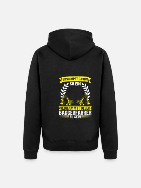 Baggerfahrer Beruf Lader Geschenk - Unisex Premium Bio Zip Hoodie - Schwarz