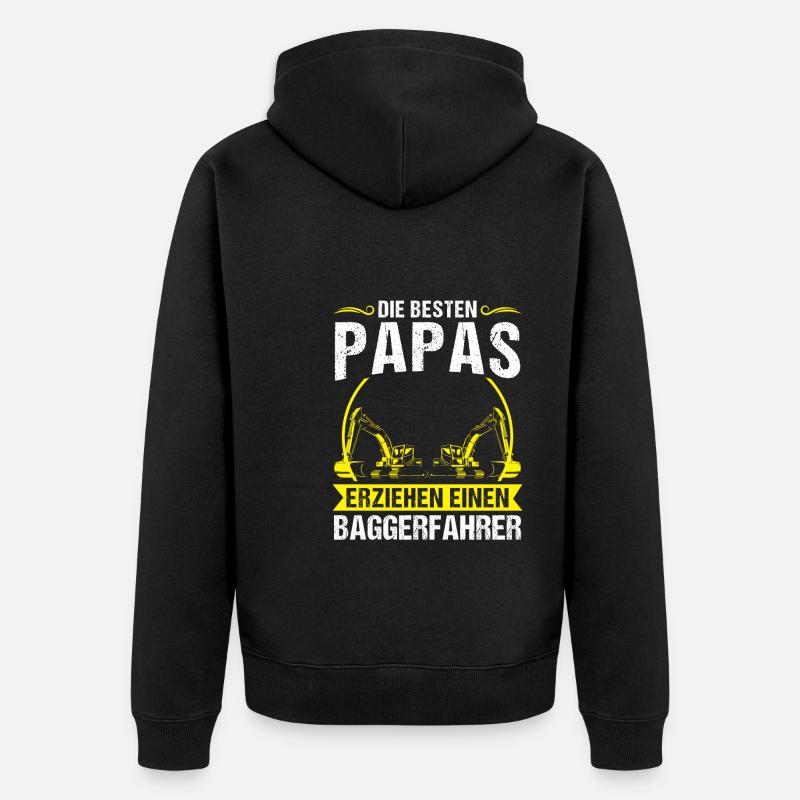 Baggerfahrer Papa Bagger-Fahrer Geschenk - Unisex Premium Bio Zip Hoodie - Schwarz
