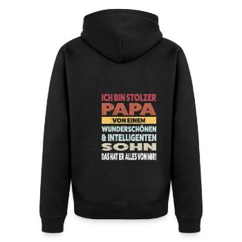 Papa Sohn Vater Geschenk - Unisex Premium Bio Zip Hoodie - Schwarz - Hinten - Nico (187cm)