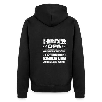 Opa Enkelin Großvater Geschenk - Unisex Premium Bio Zip Hoodie - Schwarz - Hinten - Nico (187cm)