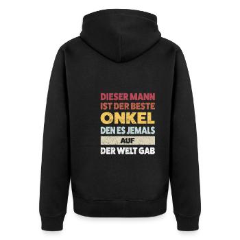 Onkel Familie Onkel Geschenk - Unisex Premium Bio Zip Hoodie - Schwarz - Hinten - Nico (187cm)