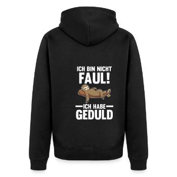 Faultier Faul Sarkasmus Geschenk - Unisex Premium Bio Zip Hoodie - Schwarz - Hinten - Nico (187cm)