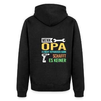 Opa Familie Großväter Geschenk - Unisex Premium Bio Zip Hoodie - Schwarz - Hinten - Nico (187cm)