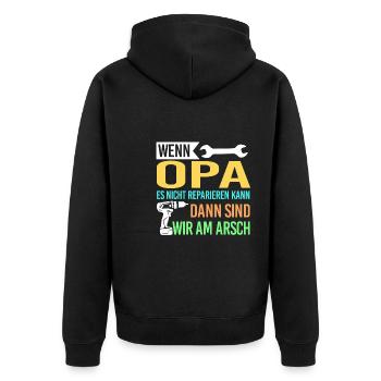 Opa Familie Großväter Geschenk - Unisex Premium Bio Zip Hoodie - Schwarz - Hinten - Nico (187cm)