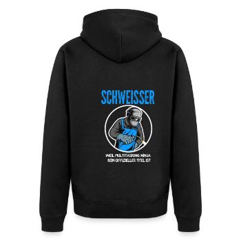 Schweißer Beruf Schweißen Geschenk - Unisex Premium Bio Zip Hoodie - Schwarz - Hinten - Nico (187cm)