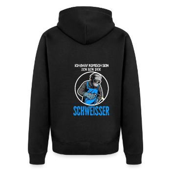 Schweißer Beruf Schweißen Geschenk - Unisex Premium Bio Zip Hoodie - Schwarz - Hinten - Nico (187cm)
