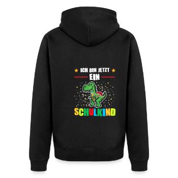 Schulkind Dino Erstklässler Geschenk - Unisex Premium Bio Zip Hoodie - Schwarz - Hinten - Nico (187cm)