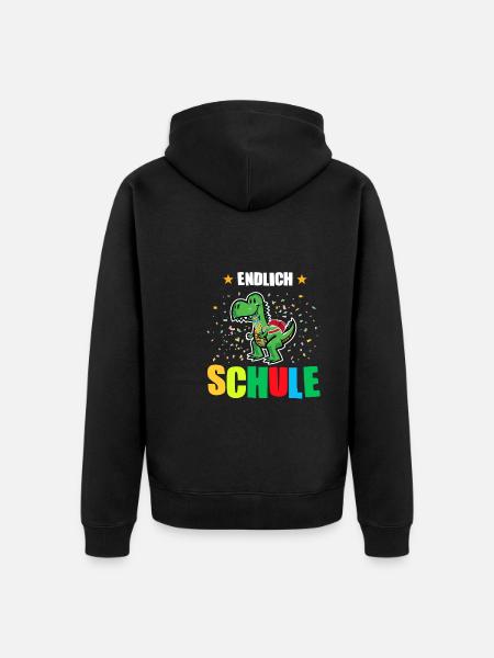 Schulkind Dino Schulbeginn Geschenk - Unisex Premium Bio Zip Hoodie - Schwarz
