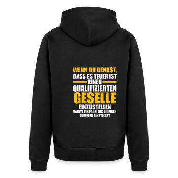 Geselle Handwerk Gesellenbrief Geschenk - Unisex Premium Bio Zip Hoodie - Schwarz - Hinten - Nico (187cm)