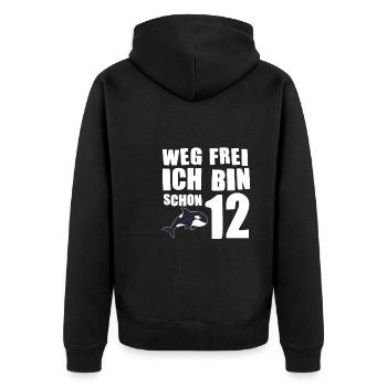 12. Geburtstag Orca 12 Jahre alt Geschenk - Unisex Premium Bio Zip Hoodie - Schwarz - Hinten - Nico (187cm)
