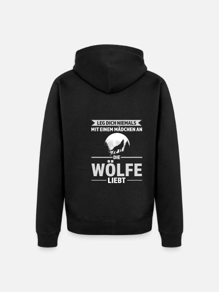 Wolf Mädchen Wölfe Geschenk - Unisex Premium Bio Zip Hoodie - Schwarz