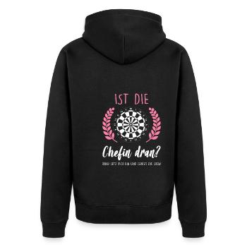 Darts Frau Dartspiel Geschenk - Unisex Premium Bio Zip Hoodie - Schwarz - Hinten - Nico (187cm)