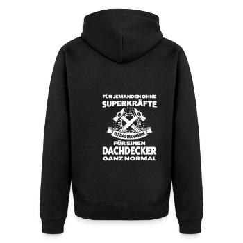 Dachdecker Beruf Dachdeckerei Geschenk - Unisex Premium Bio Zip Hoodie - Schwarz - Hinten - Nico (187cm)