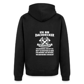 Dachdecker Beruf Dachdeckerei Geschenk - Unisex Premium Bio Zip Hoodie - Schwarz - Hinten - Nico (187cm)