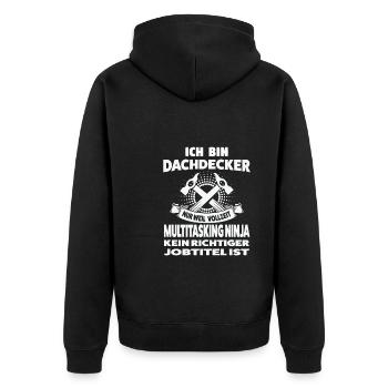 Dachdecker Beruf Dachdeckerei Geschenk - Unisex Premium Bio Zip Hoodie - Schwarz - Hinten - Nico (187cm)