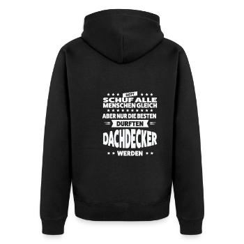 Dachdecker Beruf Dachdeckermeister Geschenk - Unisex Premium Bio Zip Hoodie - Schwarz - Hinten - Nico (187cm)