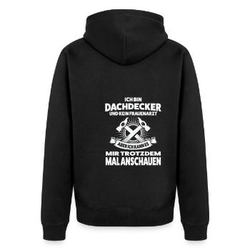 Dachdecker Beruf Dachdecken Geschenk - Unisex Premium Bio Zip Hoodie - Schwarz - Hinten - Nico (187cm)