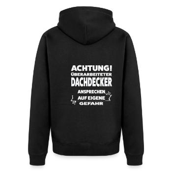 Dachdecker Beruf Dachdecken Geschenk - Unisex Premium Bio Zip Hoodie - Schwarz - Hinten - Nico (187cm)