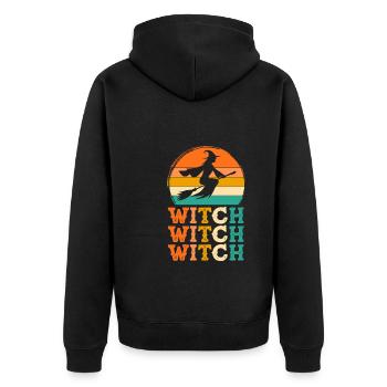 Hexe Retro-Design Hexe Geschenk - Unisex Premium Bio Zip Hoodie - Schwarz - Hinten - Nico (187cm)