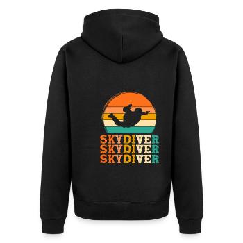 Fallschirmspringer Retro-Design Fallschirmspringer - Unisex Premium Bio Zip Hoodie - Schwarz - Hinten - Nico (187cm)