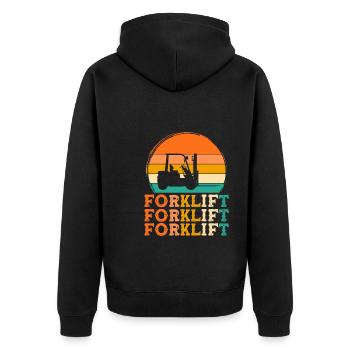 Gabelstapler Retro-Design Gabelstapler Geschenk - Unisex Premium Bio Zip Hoodie - Schwarz - Hinten - Nico (187cm)