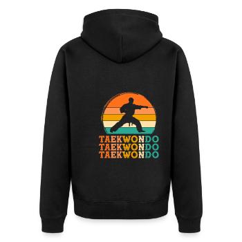 taekwondo retro design taekwondo Geschenk - Unisex Premium Bio Zip Hoodie - Schwarz - Hinten - Nico (187cm)