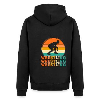 wrestl Retro-Design wrestl Geschenk - Unisex Premium Bio Zip Hoodie - Schwarz - Hinten - Nico (187cm)