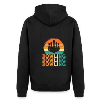 Bowling Retro Design Bowling Geschenk - Unisex Premium Bio Zip Hoodie - Schwarz - Hinten - Nico (187cm)