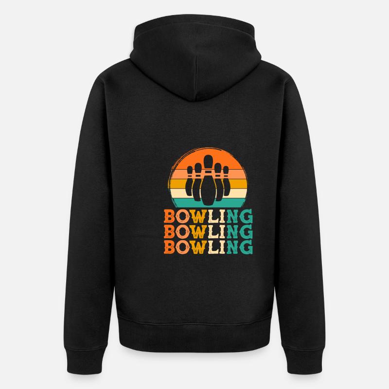 Bowling Retro Design Bowling Geschenk - Unisex Premium Bio Zip Hoodie - Schwarz