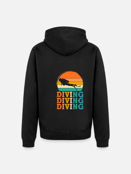 Tauchen Retro-Design Tauchen Geschenk - Unisex Premium Bio Zip Hoodie - Schwarz