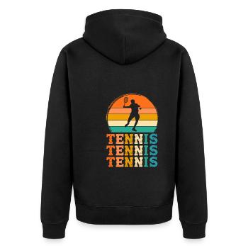 Tennisspieler Retro-Design Tennisspieler Geschenk - Unisex Premium Bio Zip Hoodie - Schwarz - Hinten - Nico (187cm)