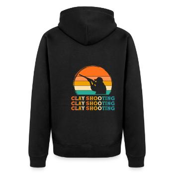Tontaubenschießen Retro-Design Tontaubenschießen G - Unisex Premium Bio Zip Hoodie - Schwarz - Hinten - Nico (187cm)