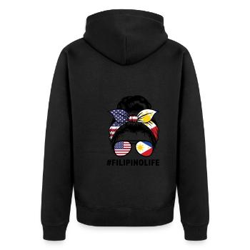 Philippinisch Filipino Philippinisches Geschenk - Unisex Premium Bio Zip Hoodie - Schwarz - Hinten - Nico (187cm)
