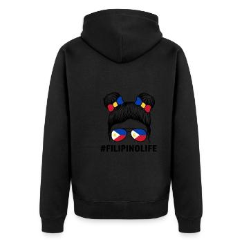 Philippinisch Filipino Philippinisches Geschenk - Unisex Premium Bio Zip Hoodie - Schwarz - Hinten - Nico (187cm)