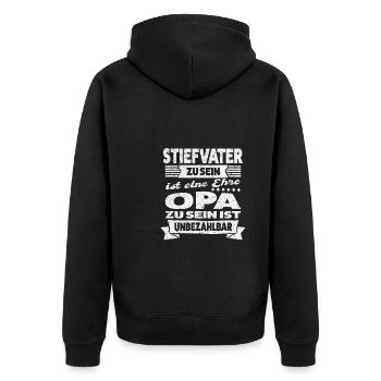 Stiefpapa Stiefopa Stiefgroßvater Geschenk - Unisex Premium Bio Zip Hoodie - Schwarz - Hinten - Nico (187cm)