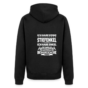 Stiefopa Familie Stiefgroßvater Geschenk - Unisex Premium Bio Zip Hoodie - Schwarz - Hinten - Nico (187cm)