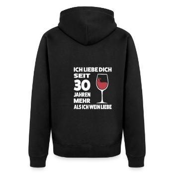 30 Jahre Ehe Wein 30. Hochzeitstag Geschenk - Unisex Premium Bio Zip Hoodie - Schwarz - Hinten - Nico (187cm)