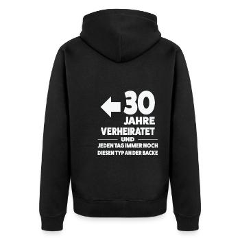 30 Jahre Ehe Bier 30 Ehejahre Geschenk - Unisex Premium Bio Zip Hoodie - Schwarz - Hinten - Nico (187cm)