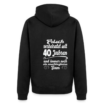 30 Jahre Ehe Ehefrau 30 Ehejahre Geschenk - Unisex Premium Bio Zip Hoodie - Schwarz - Hinten - Nico (187cm)