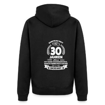 30 Jahre Ehe Ehefrau Perlenhochzeit Geschenk - Unisex Premium Bio Zip Hoodie - Schwarz - Hinten - Nico (187cm)