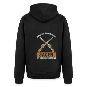 Jagen Jagd Jägerin Geschenk - Unisex Premium Bio Zip Hoodie - Schwarz - Hinten - Nico (187cm)
