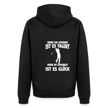 Golfspieler Sport Golfspiel Geschenk - Unisex Premium Bio Zip Hoodie - Schwarz - Hinten - Nico (187cm)