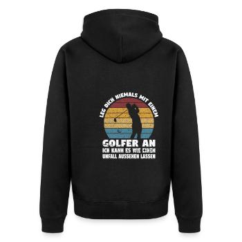 Golfspieler Sport Golfspieler Geschenk - Unisex Premium Bio Zip Hoodie - Schwarz - Hinten - Nico (187cm)