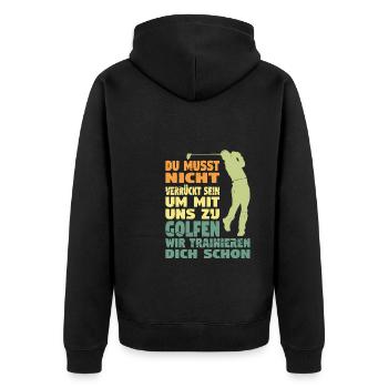 Golfspieler Sport Golfsport Geschenk - Unisex Premium Bio Zip Hoodie - Schwarz - Hinten - Nico (187cm)