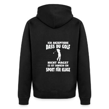 Golfspieler Sport Golfspieler Geschenk - Unisex Premium Bio Zip Hoodie - Schwarz - Hinten - Nico (187cm)