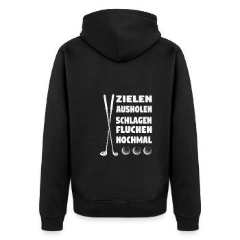 Golfspieler Sport Golfsport Geschenk - Unisex Premium Bio Zip Hoodie - Schwarz - Hinten - Nico (187cm)