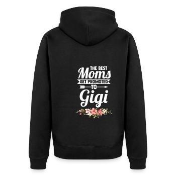Oma Familie Gigi Geschenk - Unisex Premium Bio Zip Hoodie - Schwarz - Hinten - Nico (187cm)