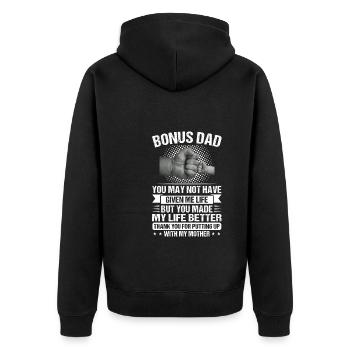 Stiefvater Bonus Vater Stiefvater Geschenk - Unisex Premium Bio Zip Hoodie - Schwarz - Hinten - Nico (187cm)
