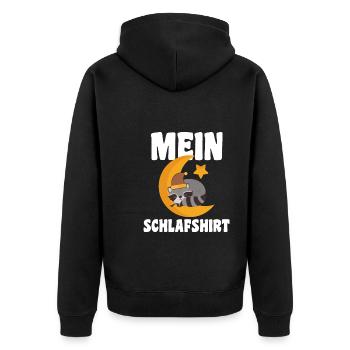 Schlafanzug Waschbär Nachthemd Geschenk - Unisex Premium Bio Zip Hoodie - Schwarz - Hinten - Nico (187cm)