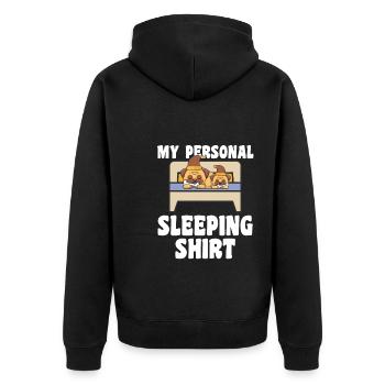 Schlafanzug Mops Schlafshirt Geschenk - Unisex Premium Bio Zip Hoodie - Schwarz - Hinten - Nico (187cm)